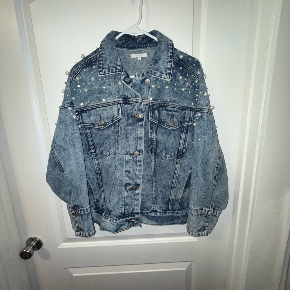 Pearl & Rhinestone Denim Jacket